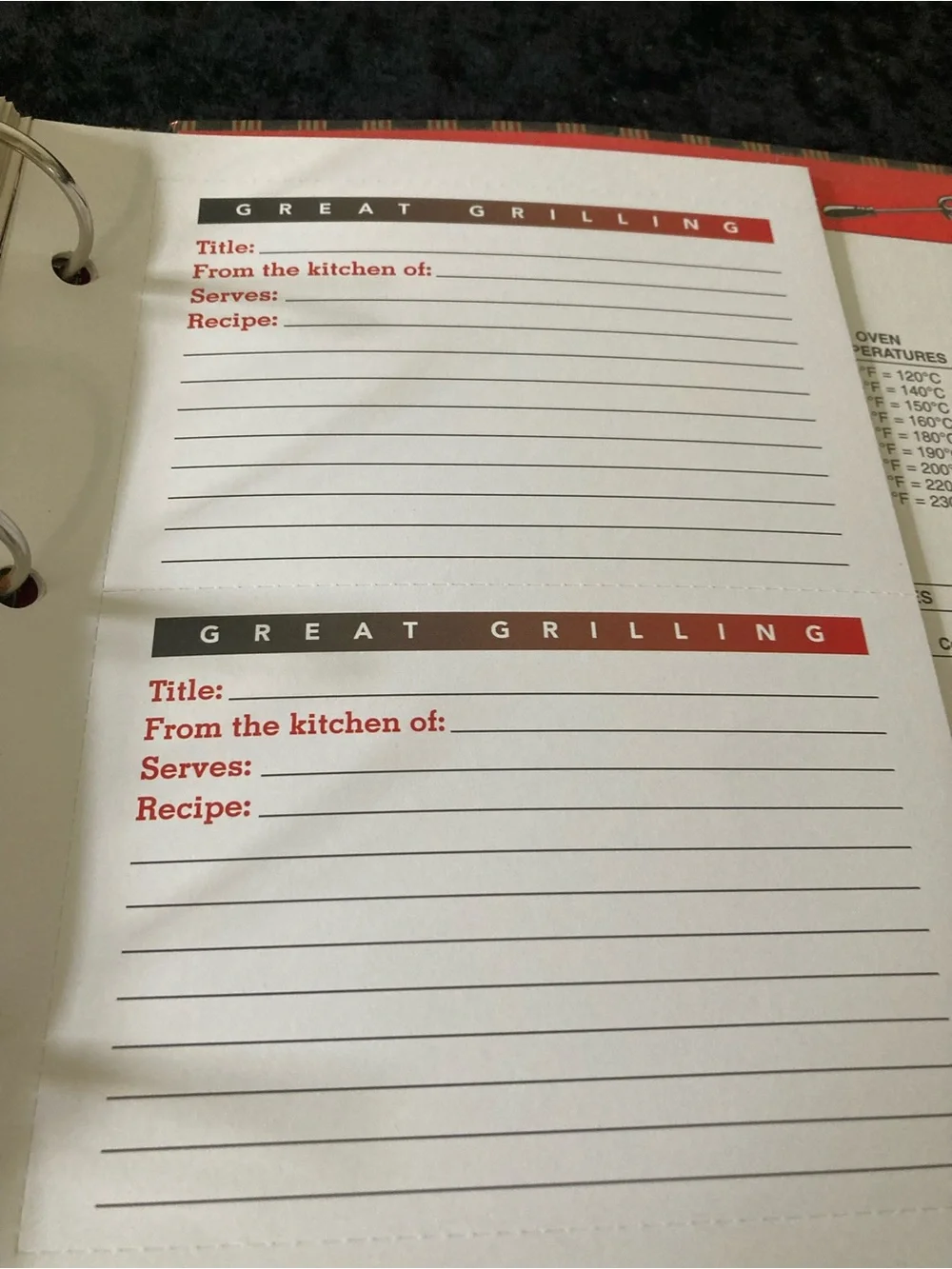Great Grilling Cookbook - Easy to make Recipes Hardcover Binder